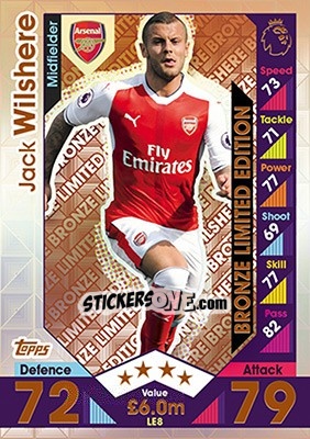 Sticker Jack Wilshere - English Premier League 2016-2017. Match Attax n. LE8b - Topps