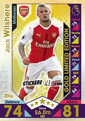 Sticker Jack Wilshere - English Premier League 2016-2017. Match Attax n. LE8g - Topps