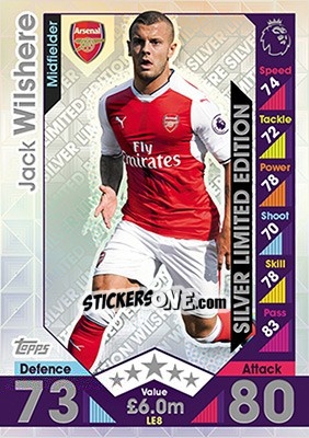 Sticker Jack Wilshere - English Premier League 2016-2017. Match Attax n. LE8s - Topps