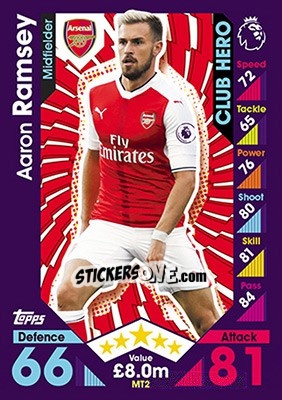 Cromo Aaron Ramsey - English Premier League 2016-2017. Match Attax - Topps
