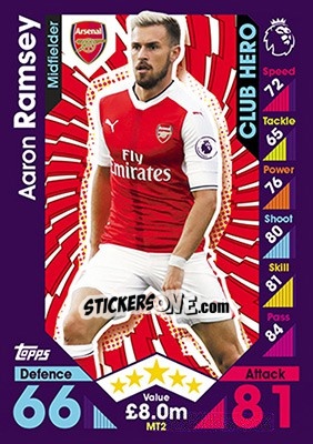 Sticker Aaron Ramsey - English Premier League 2016-2017. Match Attax n. MT2 - Topps