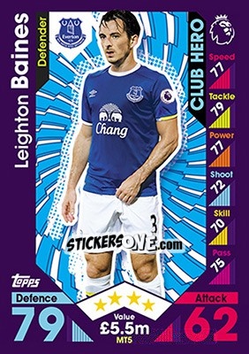 Cromo Leighton Baines - English Premier League 2016-2017. Match Attax - Topps