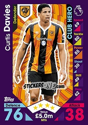 Sticker Curtis Davies - English Premier League 2016-2017. Match Attax - Topps