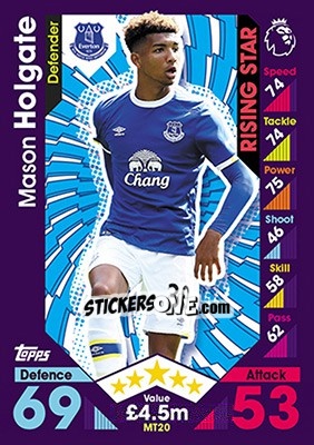 Sticker Mason Holgate - English Premier League 2016-2017. Match Attax - Topps