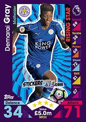 Sticker Demarai Gray - English Premier League 2016-2017. Match Attax - Topps
