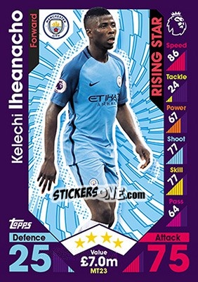 Sticker Kelechi Iheanacho - English Premier League 2016-2017. Match Attax n. MT23 - Topps
