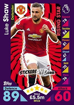 Sticker Luke Shaw - English Premier League 2016-2017. Match Attax n. MT24 - Topps