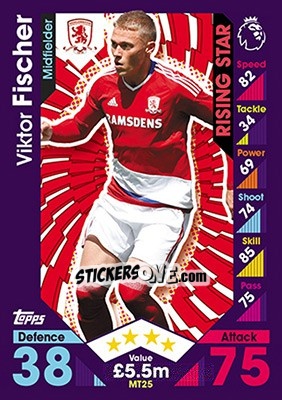 Sticker Viktor Fischer - English Premier League 2016-2017. Match Attax n. MT25 - Topps