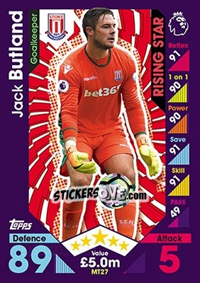 Sticker Jack Butland - English Premier League 2016-2017. Match Attax - Topps
