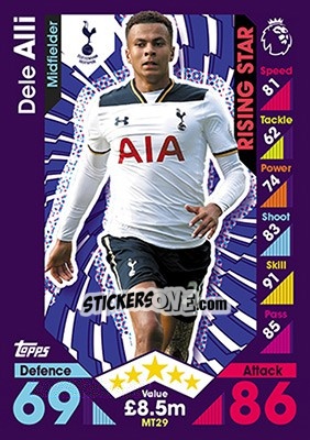 Sticker Dele Alli - English Premier League 2016-2017. Match Attax n. MT29 - Topps