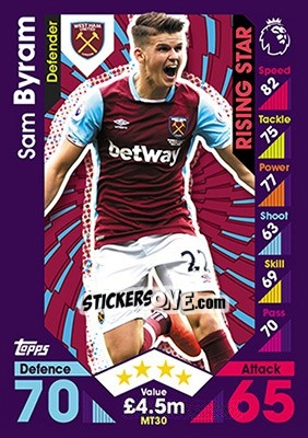 Cromo Sam Byram - English Premier League 2016-2017. Match Attax - Topps