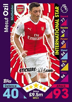 Sticker Mesut Ozil - English Premier League 2016-2017. Match Attax n. MT31 - Topps