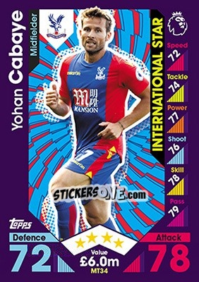 Figurina Yohan Cabaye - English Premier League 2016-2017. Match Attax - Topps