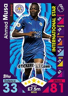 Sticker Ahmed Musa - English Premier League 2016-2017. Match Attax - Topps