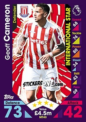 Sticker Geoff Cameron - English Premier League 2016-2017. Match Attax - Topps