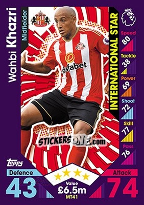 Sticker Wahbi Khazri - English Premier League 2016-2017. Match Attax n. MT41 - Topps