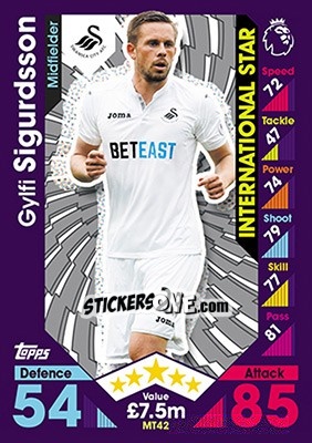 Sticker Gylfi Sigurdsson - English Premier League 2016-2017. Match Attax n. MT42 - Topps