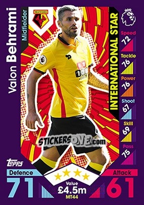Figurina Valon Behrami - English Premier League 2016-2017. Match Attax - Topps