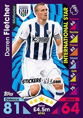 Sticker Darren Fletcher - English Premier League 2016-2017. Match Attax - Topps