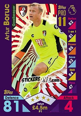 Sticker Artur Boruc - English Premier League 2016-2017. Match Attax - Topps