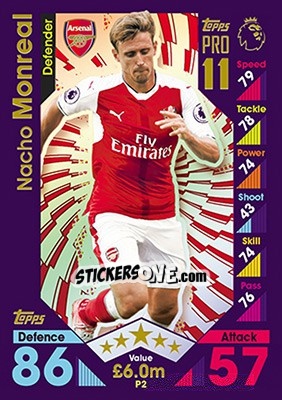 Sticker Nacho Monreal - English Premier League 2016-2017. Match Attax - Topps