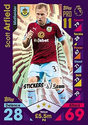 Sticker Scott Arfield - English Premier League 2016-2017. Match Attax - Topps
