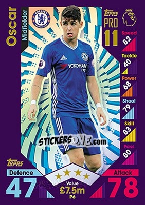 Figurina Oscar - English Premier League 2016-2017. Match Attax - Topps