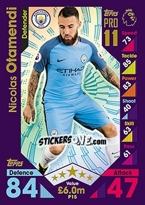 Sticker Nicolas Otamendi - English Premier League 2016-2017. Match Attax - Topps
