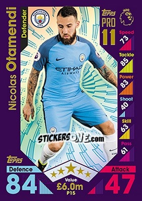Sticker Nicolas Otamendi - English Premier League 2016-2017. Match Attax n. P15 - Topps