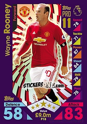 Sticker Wayne Rooney - English Premier League 2016-2017. Match Attax n. P18 - Topps