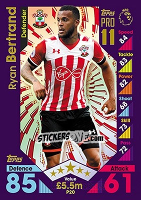 Cromo Ryan Bertrand - English Premier League 2016-2017. Match Attax - Topps