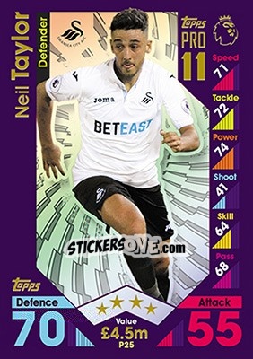 Sticker Neil Taylor - English Premier League 2016-2017. Match Attax - Topps