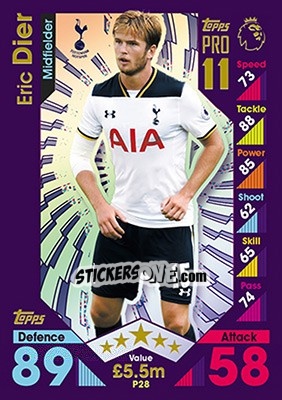 Sticker Eric Dier - English Premier League 2016-2017. Match Attax - Topps