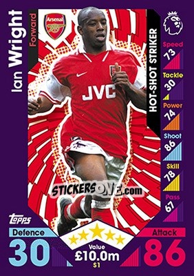 Sticker Ian Wright - English Premier League 2016-2017. Match Attax n. S1 - Topps