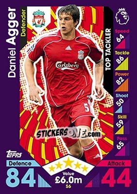 Sticker Daniel Agger - English Premier League 2016-2017. Match Attax - Topps