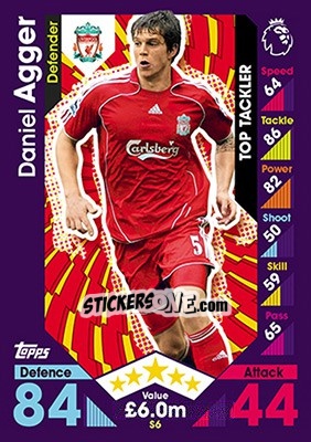 Figurina Daniel Agger - English Premier League 2016-2017. Match Attax - Topps