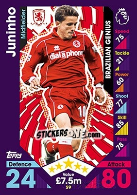 Sticker Juninho - English Premier League 2016-2017. Match Attax - Topps