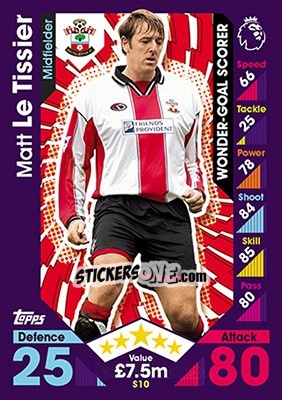 Sticker Matt Le Tissier - English Premier League 2016-2017. Match Attax - Topps