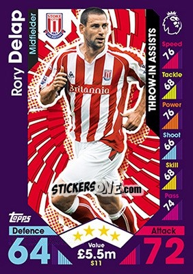 Sticker Rory Delap - English Premier League 2016-2017. Match Attax - Topps