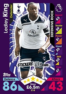 Sticker Ledley King - English Premier League 2016-2017. Match Attax - Topps