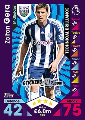 Sticker Zoltan Gera - English Premier League 2016-2017. Match Attax - Topps