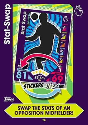 Sticker Stat-Swap - English Premier League 2016-2017. Match Attax n. T4 - Topps