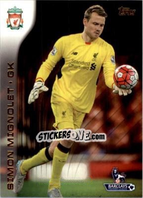 Sticker Simon Mignolet - Premier Gold 2015-2016 n. 53 - Topps