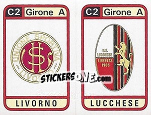 Sticker Scudetto Livorno / Lucchese - Calciatori 1983-1984 n. 555 - Panini