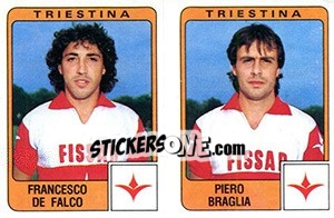 Sticker Francesco De Falco / Piero Braglia - Calciatori 1984-1985 - Panini