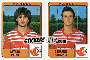 Sticker Attilio Papis / Stefano Strappa - Calciatori 1984-1985 - Panini