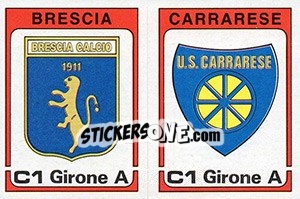 Sticker Scudetto Brescia / Carrarese - Calciatori 1984-1985 n. 496 - Panini