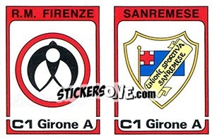 Sticker Scudetto R.M. Firenze / Sanremese - Calciatori 1984-1985 n. 504 - Panini