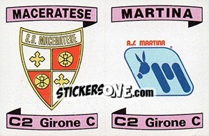 Sticker Scudetto Maceratese / Martina - Calciatori 1984-1985 n. 573 - Panini