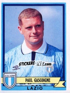 Sticker Paul Gascoigne - Calciatori 1992-1993 n. 204 - Panini